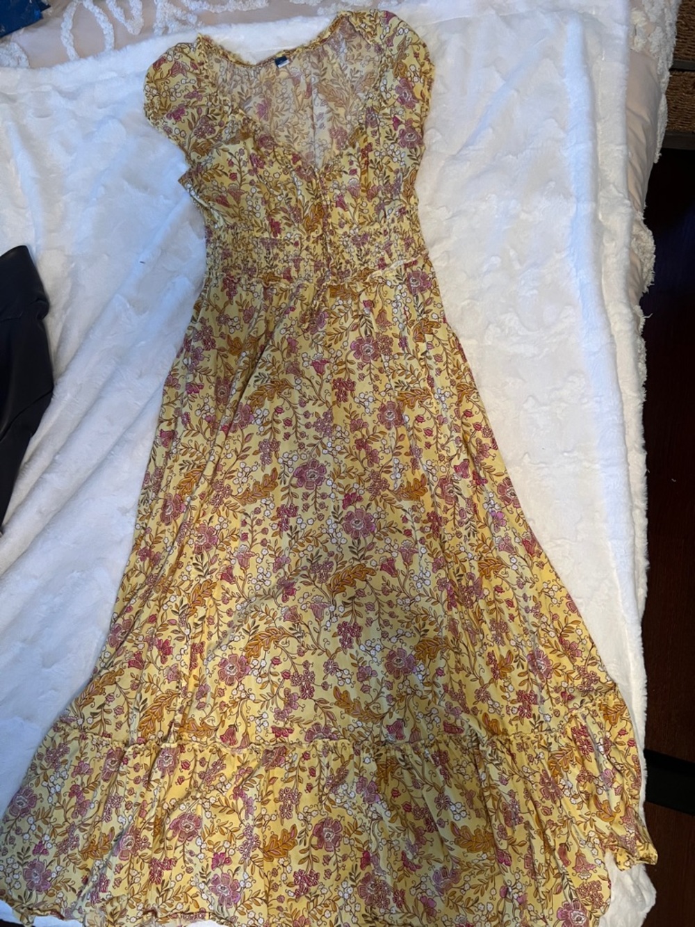 Boho Floral Yellow Maxi Dress